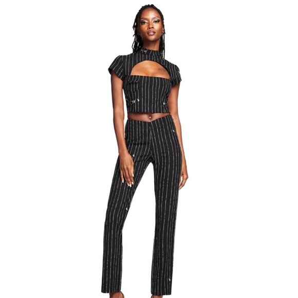 I.AM.GIA Black & White Striped Pants With Side Zipper XXS - Picture 9 of 14